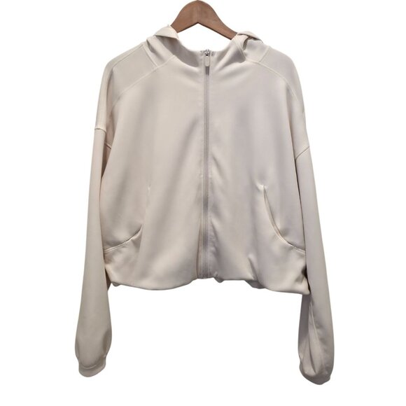 Lululemon Softstreme Full-Zip Cropped Light Ivory Athleisure Hoodie Sz 14 - Picture 1 of 10